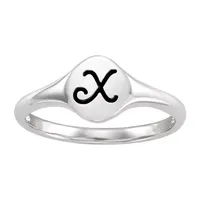 Initial Womens Sterling Silver Signet Ring