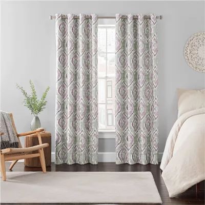 Eclipse Ambiance Ikat Draft Stopper Energy Saving 100% Blackout Grommet Top Single Curtain Panel