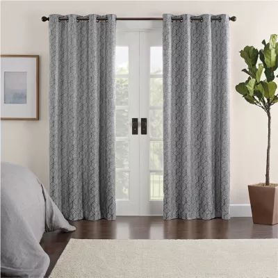 Eclipse Ambiance Geo Draft Stopper Energy Saving 100% Blackout Grommet Top Single Curtain Panel