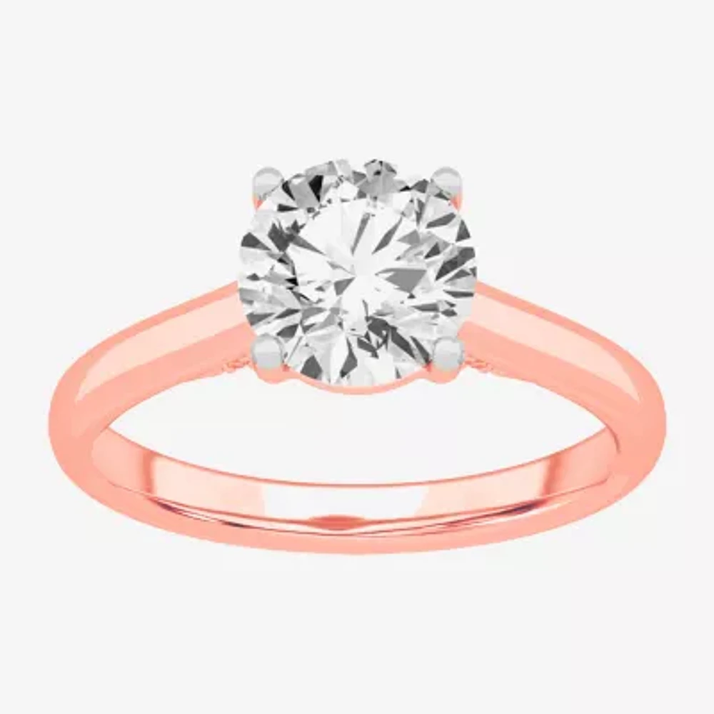 Solitaire Ring (G-H / Si1-Si2) Womens 2 CT. T.W. Lab Grown White Diamond 14K Gold Round Engagement