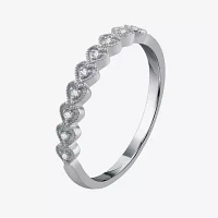 Diamond Accent Natural White 10K Gold Heart Wedding Band
