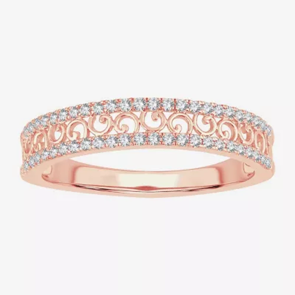 1/5 CT. Natural White Diamond 10K Rose Gold Anniversary Wedding Band