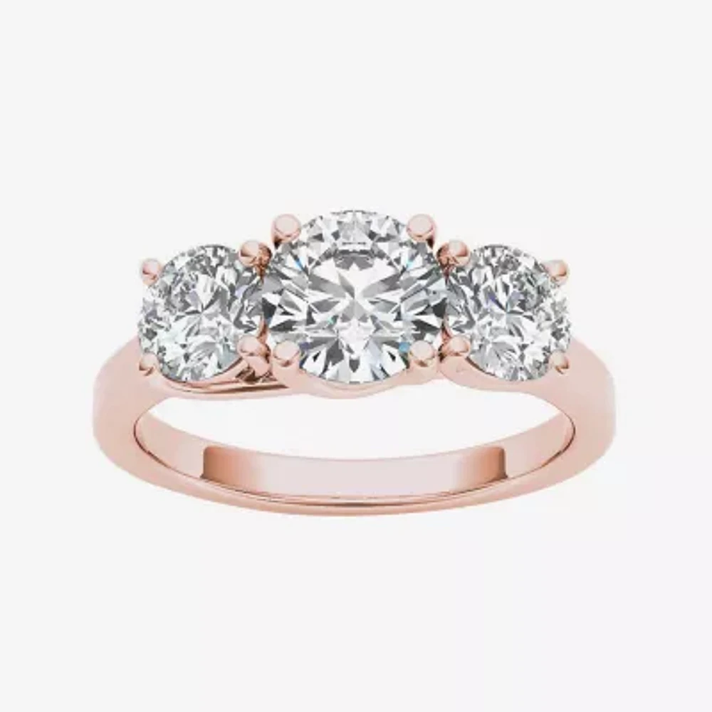 2 CT.T.W. Natural Diamond 14K Rose Gold 3-Stone Engagement Ring