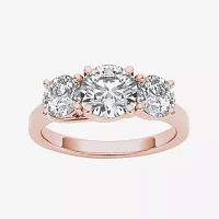 2 CT.T.W. Natural Diamond 14K Rose Gold 3-Stone Engagement Ring