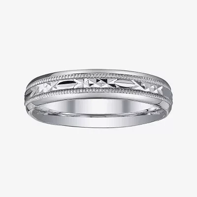 Personalized 4mm Comfort Fit Criss-Cross Sterling Silver Wedding Band