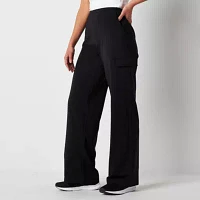 Stylus Womens Mid Rise Stretch Fabric Wide Leg Cargo Pant