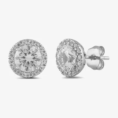 Lab Created White Sapphire Sterling Silver 9.7mm Round Stud Earrings