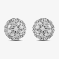 Lab Created White Sapphire Sterling Silver 9.7mm Round Stud Earrings