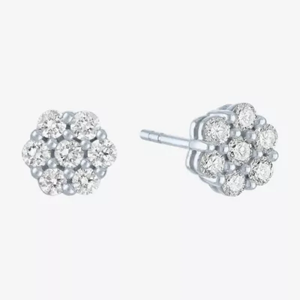 Diamond Blossom (G-H / I1-I2) 1/2 CT. T.W. Lab Grown White Diamond 10K White Gold Stud Earrings