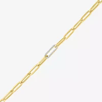 Diamond Addiction (G-H / Si2-I1) 10K Gold 8 Inch Hollow Paperclip Chain Bracelet