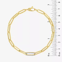 Diamond Addiction (G-H / Si2-I1) 10K Gold 8 Inch Hollow Paperclip Chain Bracelet