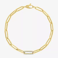 Diamond Addiction (G-H / Si2-I1) 10K Gold 8 Inch Hollow Paperclip Chain Bracelet