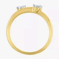 Diamond Addiction (G-H / Si2-I1) Womens 1/10 CT. T.W. Lab Grown White 10K Gold Round Delicate Bypass  Cocktail Ring