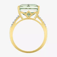 Diamond Addiction Womens 1/10 CT. T.W. Genuine Green Quartz 10K Gold Cocktail Ring