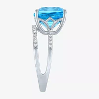 Diamond Addiction Womens 1/7 CT. T.W. Genuine Blue Topaz 10K White Gold Cocktail Ring