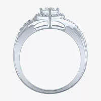 Yes, Please! Womens 1/10 CT. T.W. Natural Diamond Sterling Silver Heart Halo Cocktail Ring