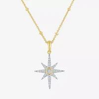 Diamond Addiction (G-H / I1-I2) North Star Womens 1/8 CT. T.W. Lab Grown White Diamond 14K Gold Over Silver Star Pendant Necklace