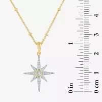 Diamond Addiction (G-H / I1-I2) North Star Womens 1/8 CT. T.W. Lab Grown White Diamond 14K Gold Over Silver Star Pendant Necklace