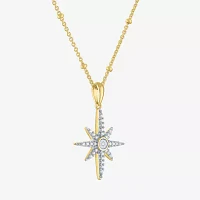 Diamond Addiction (G-H / I1-I2) North Star Womens 1/8 CT. T.W. Lab Grown White Diamond 14K Gold Over Silver Star Pendant Necklace