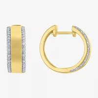 Diamond Addiction (G-H / I1-I2) 1/10 CT. T.W. Lab Grown White Diamond 14K Gold Over Silver 18mm Hoop Earrings