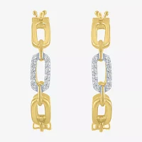 Diamond Addiction (G-H / Si2-I1) 1/10 CT. T.W. Lab Grown White Diamond 14K Gold Over Silver 1 Inch Paperclip Hoop Earrings