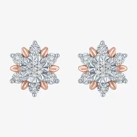 Diamond Blossom (G-H / Si2-I1) 1/10 CT. T.W. Lab Grown White Diamond 14K Rose Gold Over Silver 10.6mm Stud Earrings