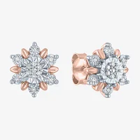 Diamond Blossom (G-H / Si2-I1) 1/10 CT. T.W. Lab Grown White Diamond 14K Rose Gold Over Silver 10.6mm Stud Earrings