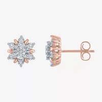 Diamond Blossom (G-H / Si2-I1) 1/10 CT. T.W. Lab Grown White Diamond 14K Rose Gold Over Silver 10.6mm Stud Earrings