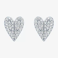 Diamond Addiction (G-H / Si2-I1) 1/6 CT. T.W. Lab Grown White Diamond 14K Gold Over Silver Sterling Silver 8.2mm Heart Stud Earrings