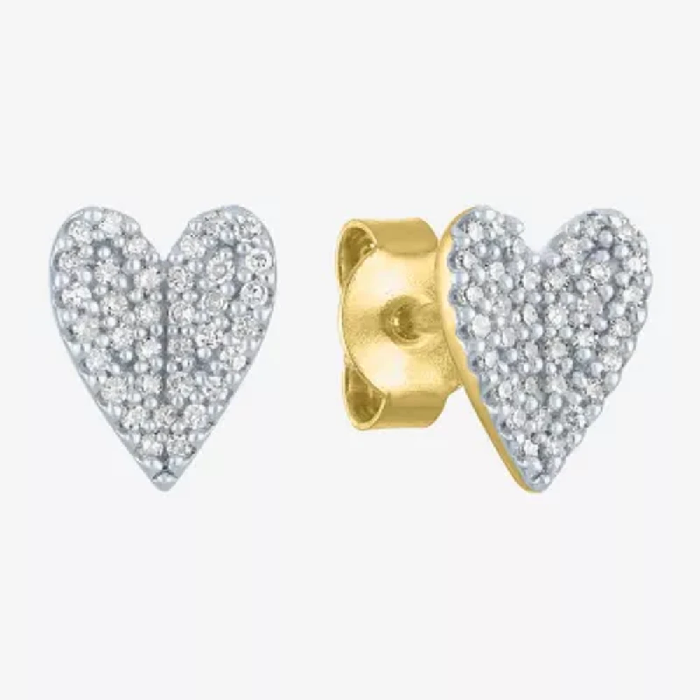 Diamond Addiction (G-H / Si2-I1) 1/6 CT. T.W. Lab Grown White Diamond 14K Gold Over Silver Sterling Silver 8.2mm Heart Stud Earrings