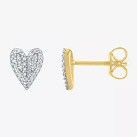 Diamond Addiction (G-H / Si2-I1) 1/6 CT. T.W. Lab Grown White Diamond 14K Gold Over Silver Sterling Silver 8.2mm Heart Stud Earrings