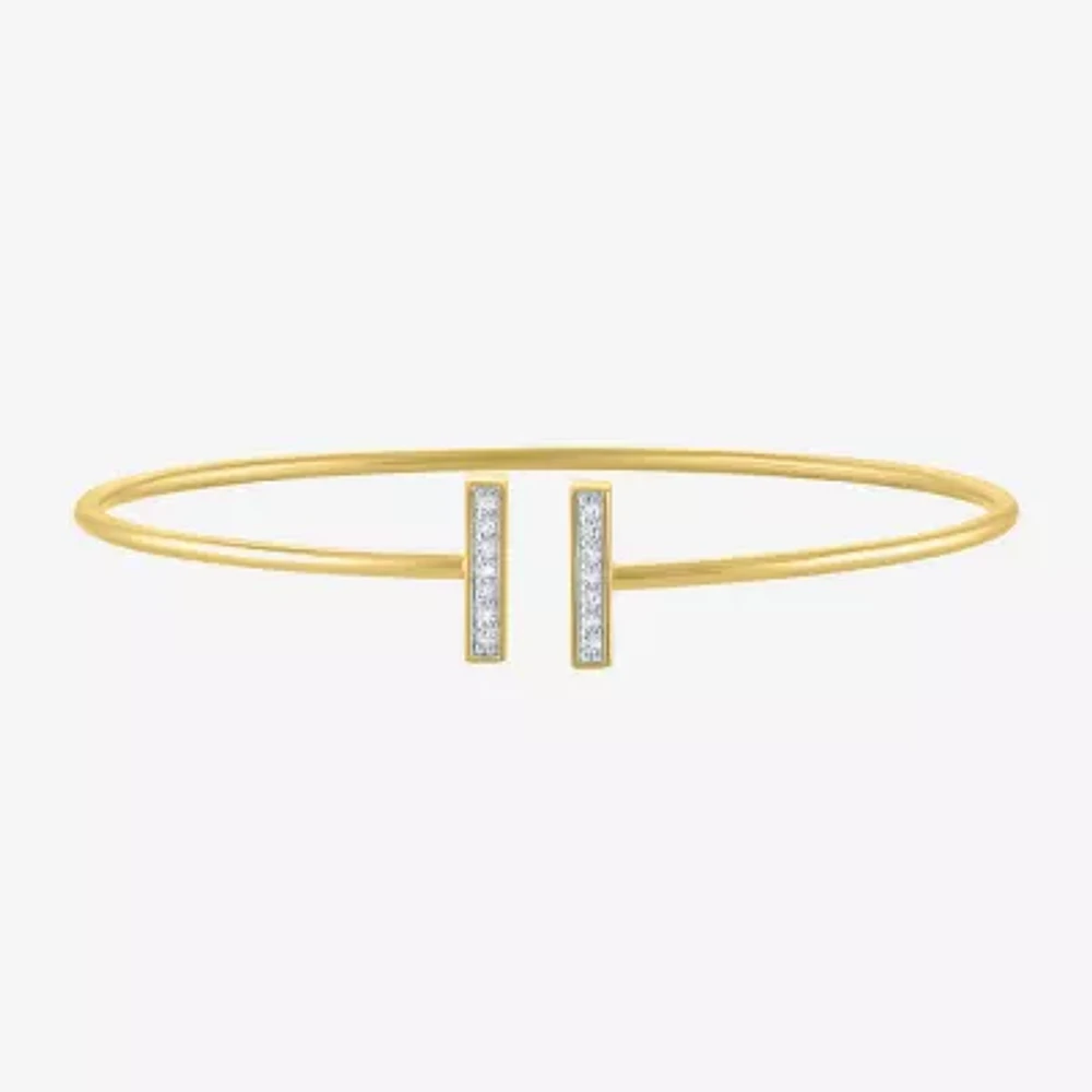 Diamond Addiction Double Bar (G-H / Si2-I1) Womens 1/10 CT. T.W. White Diamond 14K Gold Over Silver Cuff Bracelet