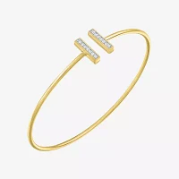 Diamond Addiction Double Bar (G-H / Si2-I1) Womens 1/10 CT. T.W. White Diamond 14K Gold Over Silver Cuff Bracelet