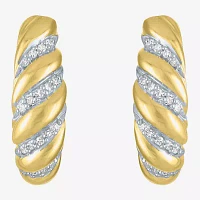Diamond Addiction (G-H / I1-I2) Croissant 1/10 CT. T.W. Lab Grown White Diamond 14K Gold Over Silver 16.2mm Hoop Earrings
