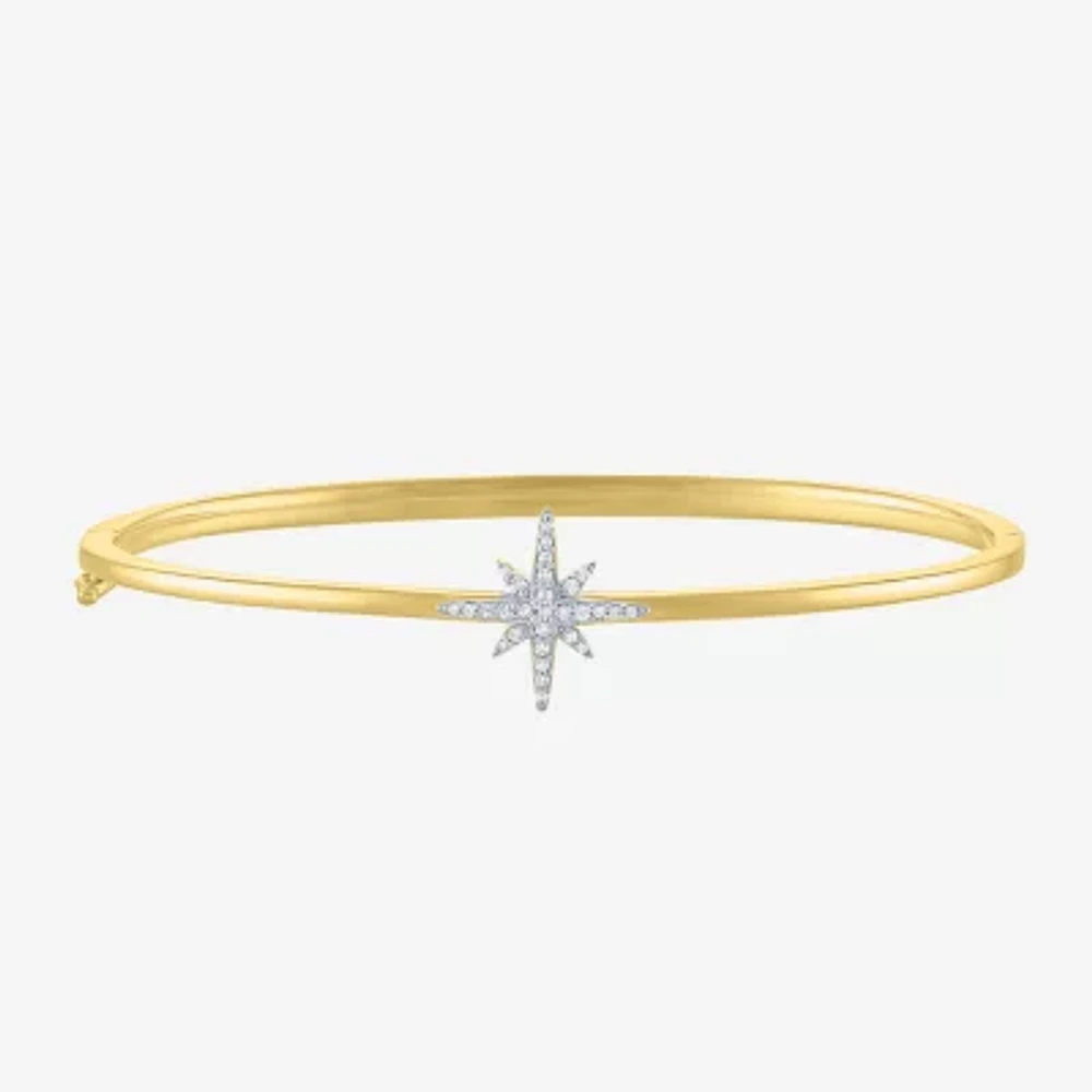 Diamond Addiction (G-H / I1-I2) North Star 1/10 CT. T.W. Lab Grown White Diamond 14K Gold Over Silver Sterling Silver Star Bangle Bracelet