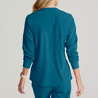 Skechers Sk401 Stability 2-Pocket Crewneck Snap-Front Warm-Up Womens Plus Tall Tag Free Stretch Fabric Moisture Wicking Scrub Jackets