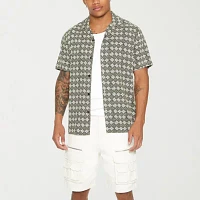 Forever 21 Mens Short Sleeve Geometric Button-Down Shirt