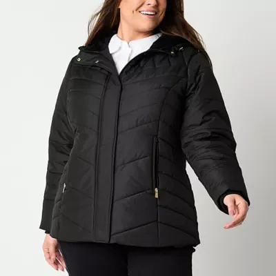 Liz Claiborne Womens Plus Midweight Puffer Jacket