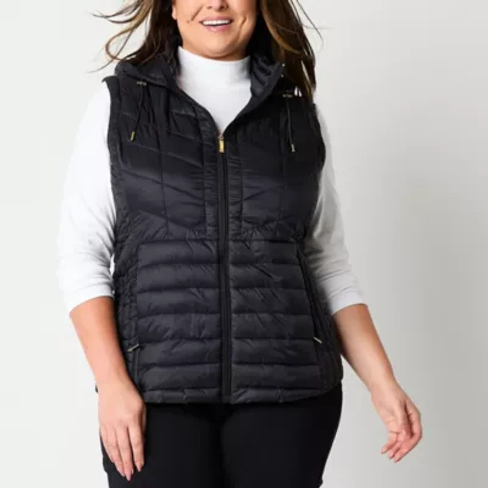 Liz Claiborne Womens Plus Lightweight Puffer Vests