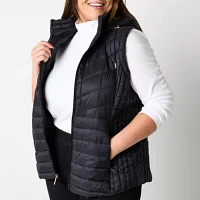 Liz Claiborne Womens Plus Lightweight Puffer Vests