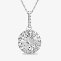 Womens Lab Created White Sapphire Sterling Silver Pendant Necklace