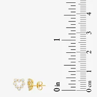 White Cubic Zirconia 10K Gold Heart Stud Earrings