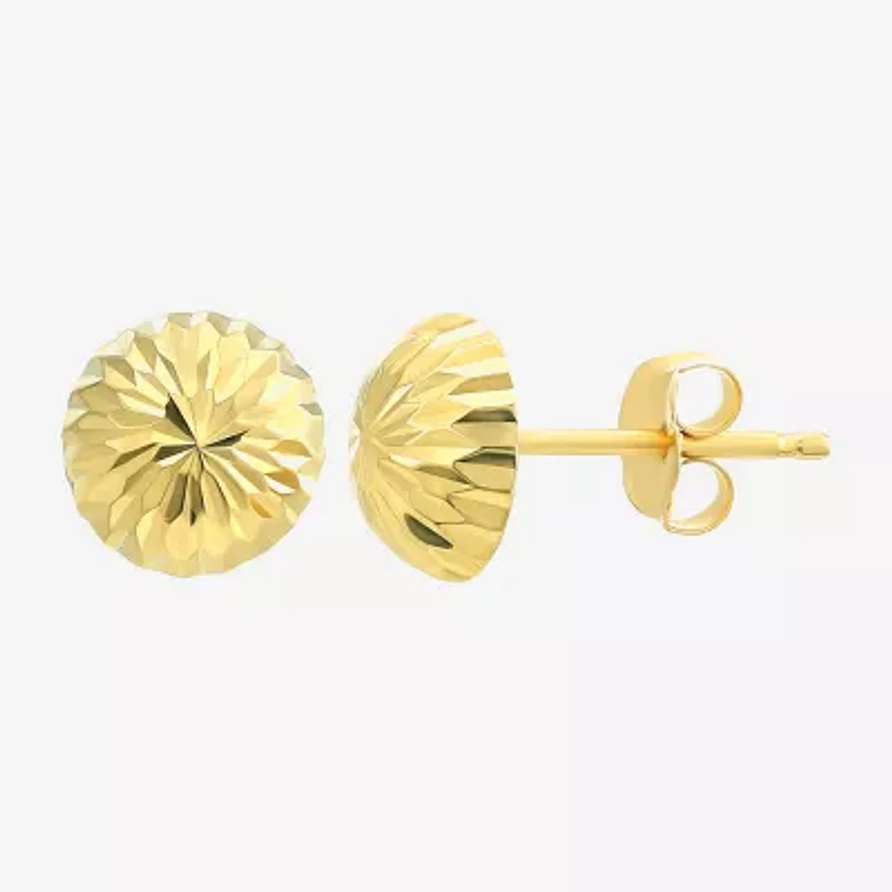 14K Gold 13mm Round Stud Earrings