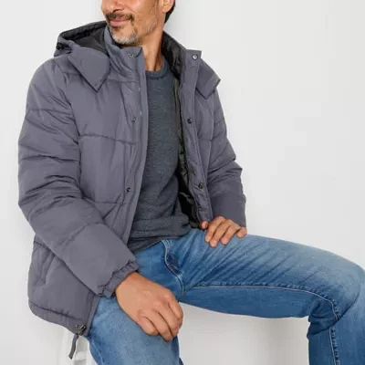 St. John's Bay Cold Weather Mens Lined Hooded Heavyweight Puffer Jacket