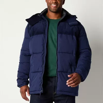 St. John's Bay Mens Big and Tall Lined Hooded Heavyweight Puffer Jacket