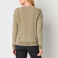 Frye and Co. Waffle Womens Split Tie Neck Long Sleeve Henley Shirt