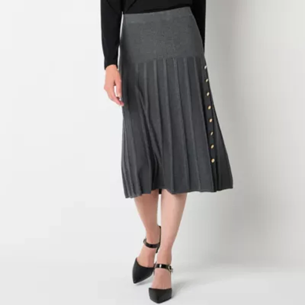 Liz Claiborne Womens Mid Rise Midi A-Line Skirt