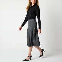 Liz Claiborne Womens Mid Rise Midi A-Line Skirt