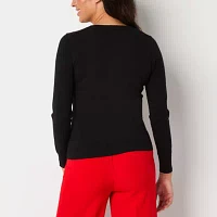 Worthington Womens V Neck Long Sleeve Pullover Sweater