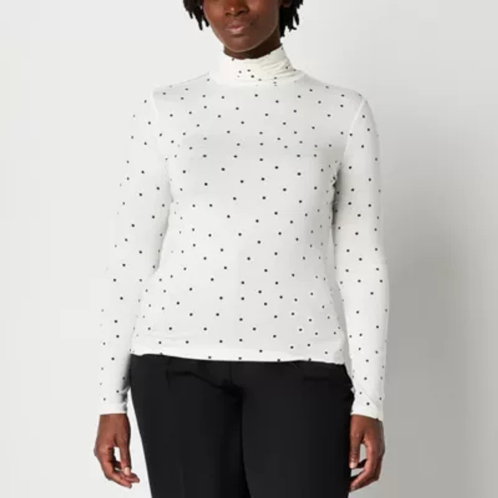 Worthington Womens Long Sleeve Turtleneck Top